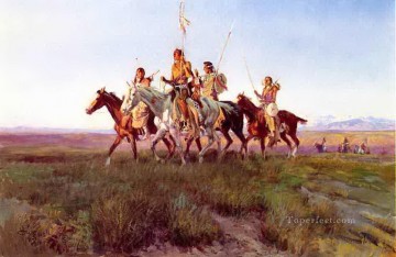 1914年の戦争帰還パーティー チャールズ・マリオン・ラッセル アメリカ・インディアン Oil Paintings